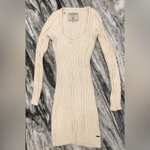 GUESS off white long sleeve sweater dress